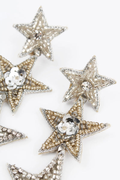 Triple Silver Star Earrings