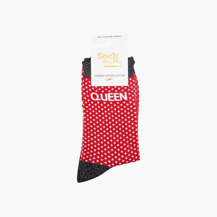 Queen Spotted Combed Cotton Glitter Socks in Red: UK 3-7 | EU 36-40 | US 5-9
