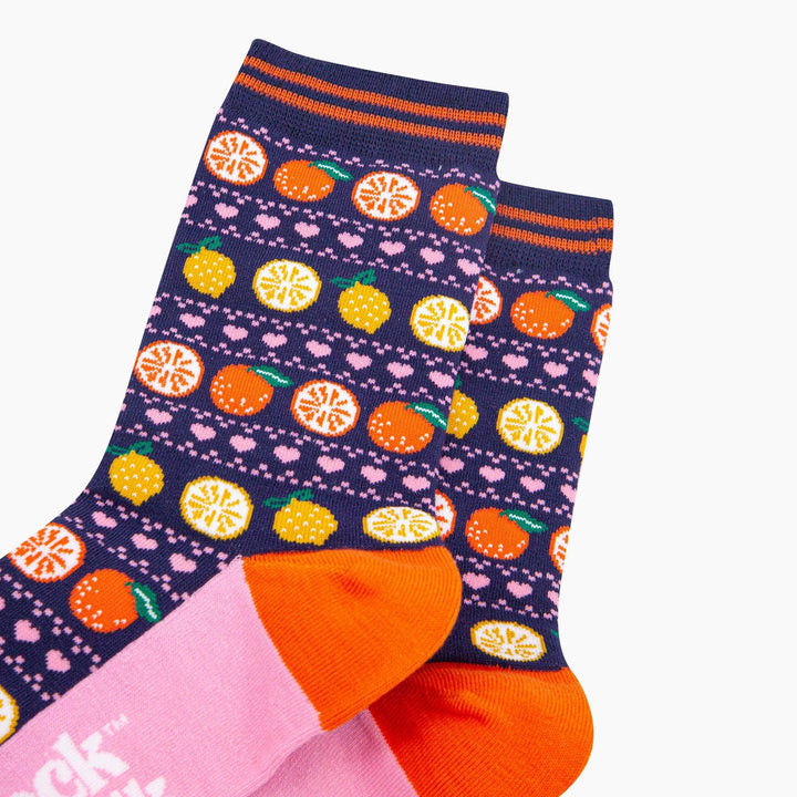 Oranges &amp; Lemons Bamboo Socks in Navy Blue: UK 3-7 | EU 36-40 | US 5-9