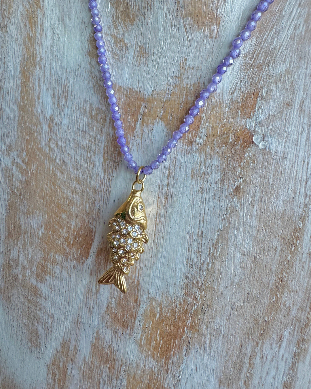 Lilac Shimmery fish Gold Plated Waterproof Necklace