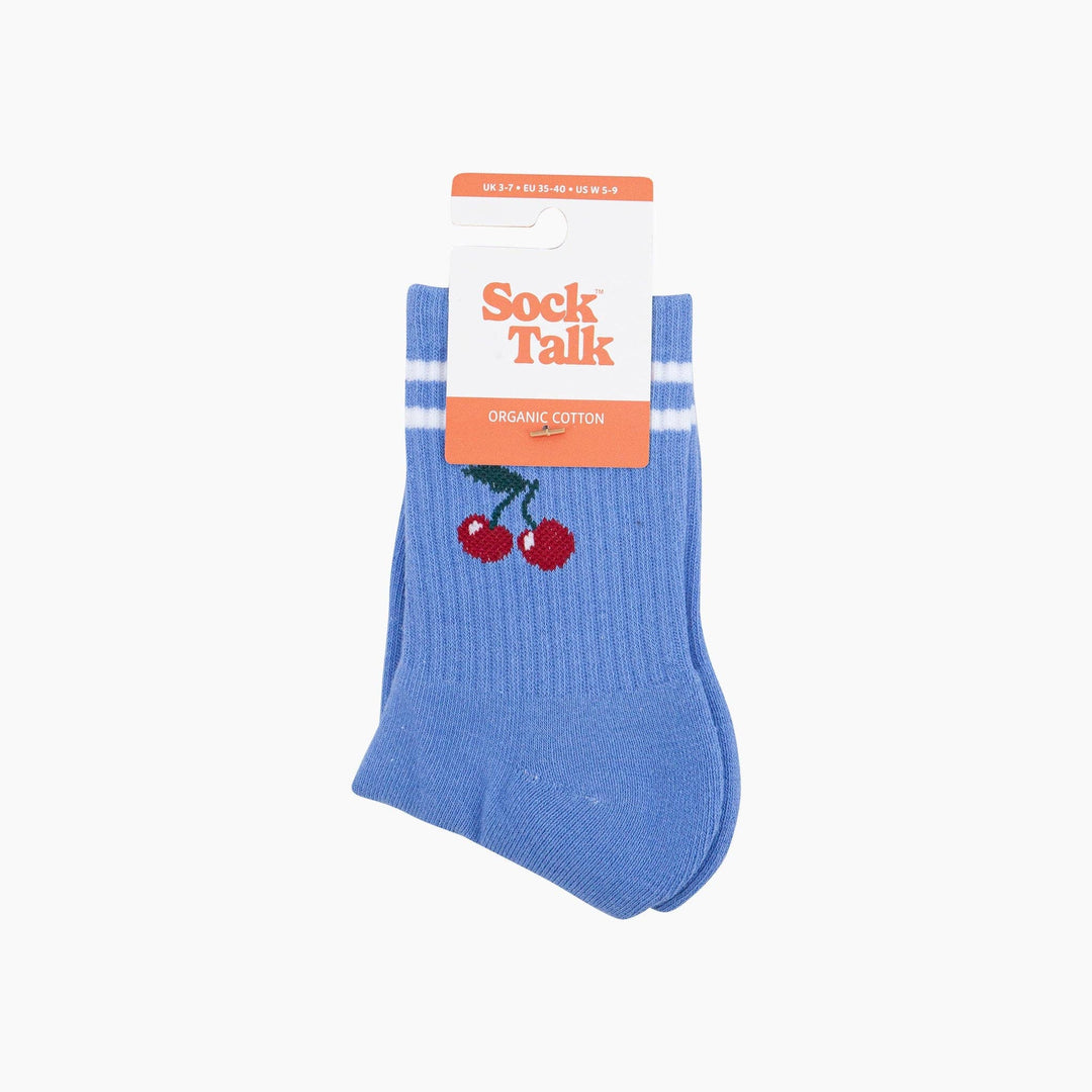 Cherry Combed Cotton Sports Socks in Blue: UK 3-7 | EU 36-40 | US 5-9