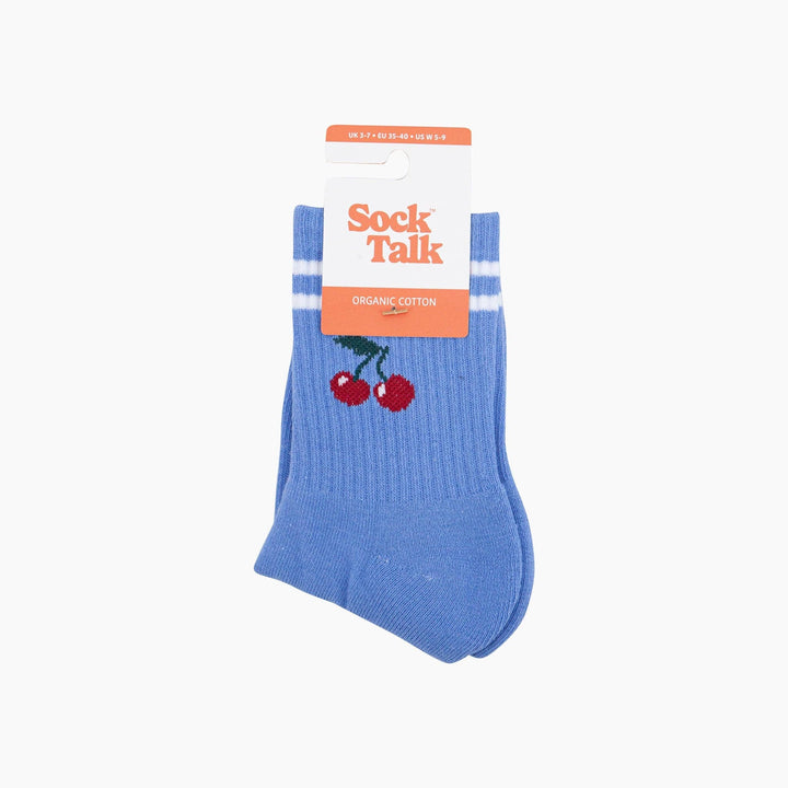 Cherry Combed Cotton Sports Socks in Blue: UK 3-7 | EU 36-40 | US 5-9