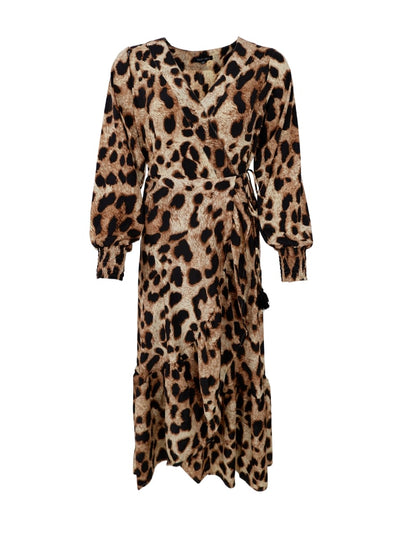 Luna Leopard Long Sleeve Wrap Dress