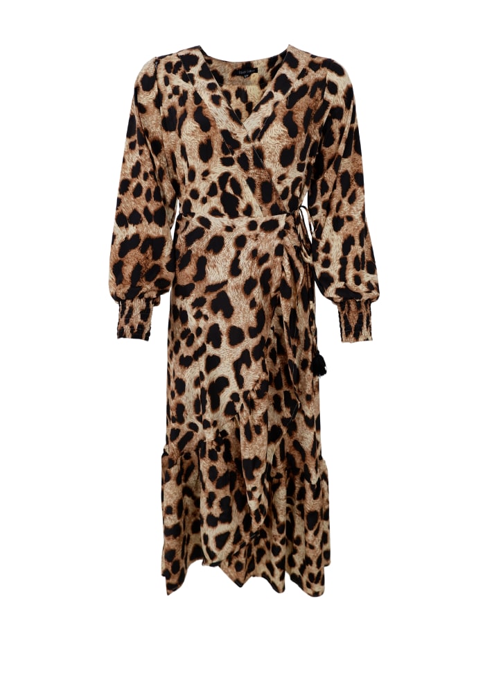 Luna Leopard Long Sleeve Wrap Dress