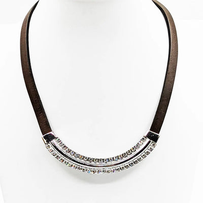 Crystal Deco Leather Necklace