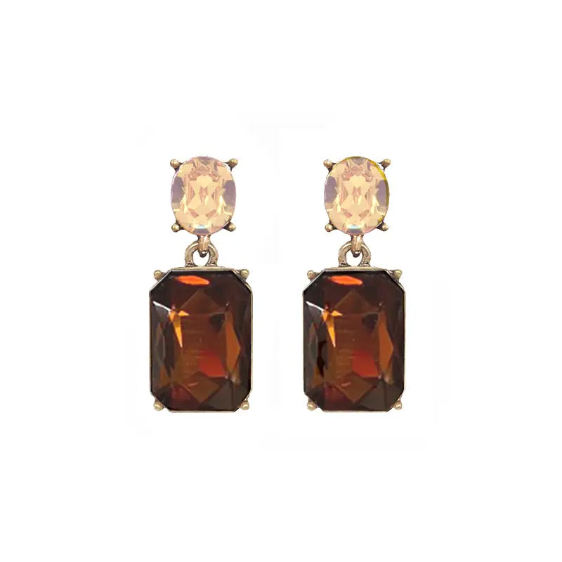 Oval Twin Gem Earrings
