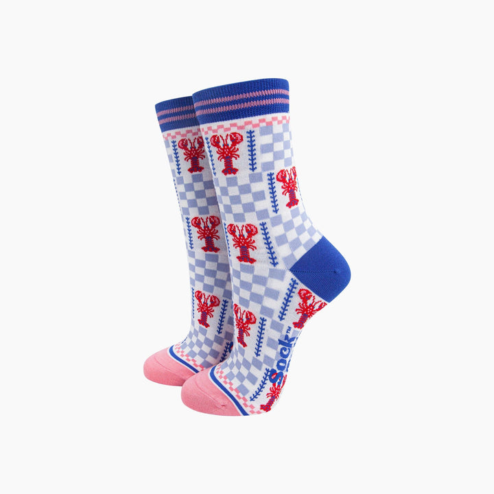 Lobster Checkerboard Bamboo Socks in Blue: UK 3-7 | EU 36-40 | US 5-9