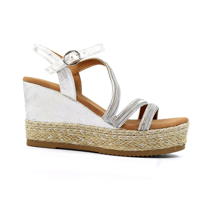 Fern Silver Sparkle Wedge Sandals