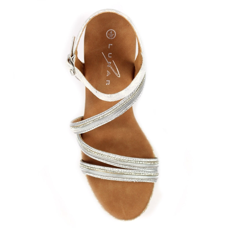 Fern Silver Sparkle Wedge Sandals