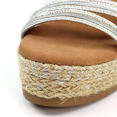 Fern Silver Sparkle Wedge Sandals
