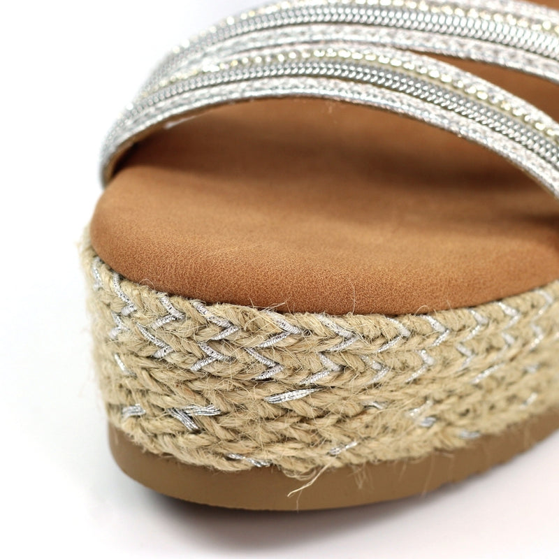Fern Silver Sparkle Wedge Sandals