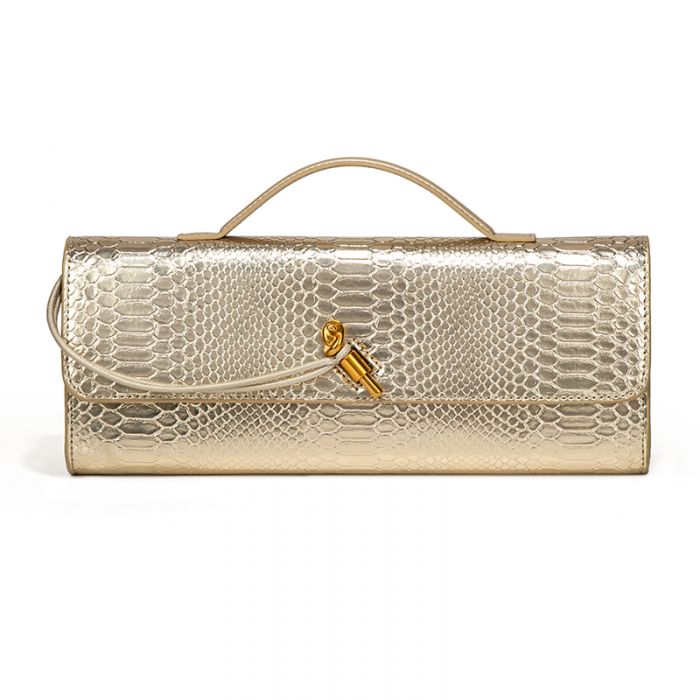 Faux Croc Baguette Clutch Bag
