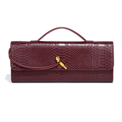 Faux Croc Baguette Clutch Bag
