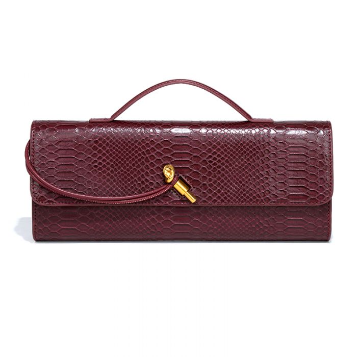 Faux Croc Baguette Clutch Bag