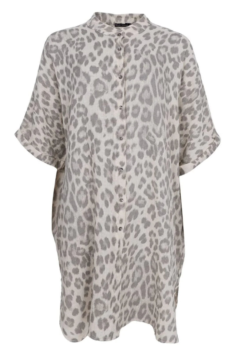Melina Linen Tunic Dress in Natural Leo