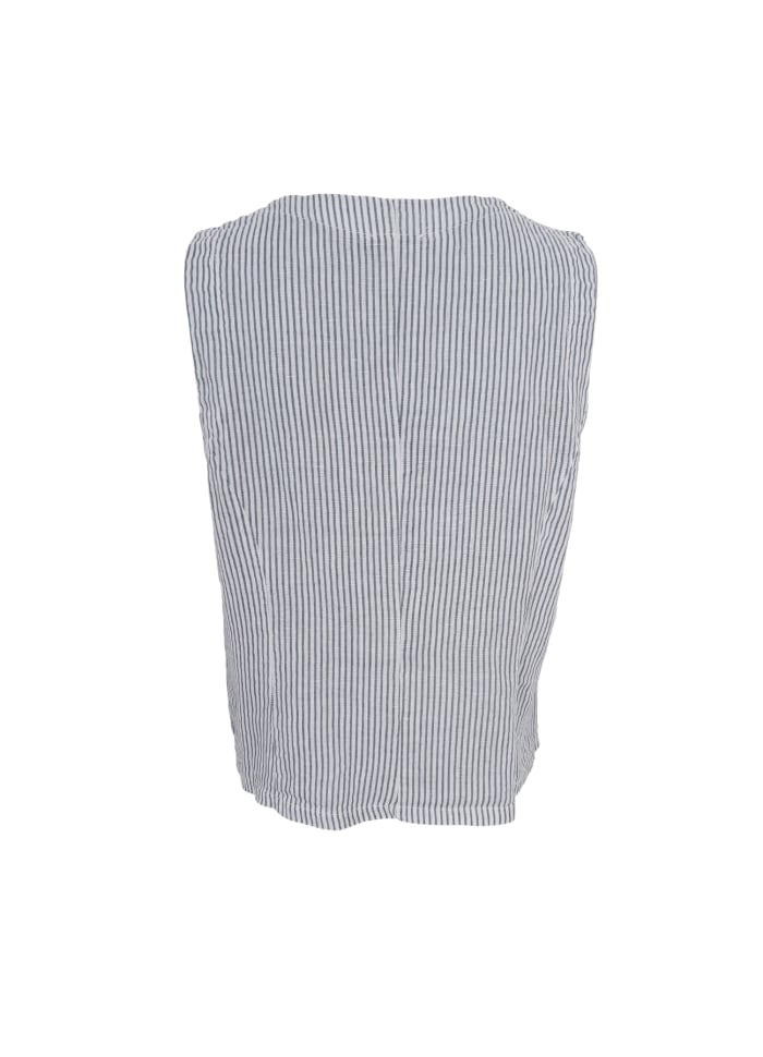 Melina Striped Linen Waistcoat in Northern Grey