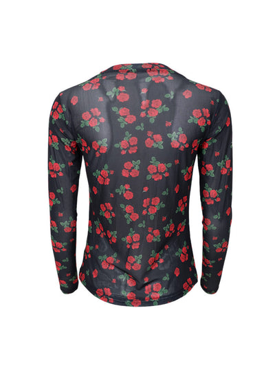 Annie Mesh Top in Red Flower