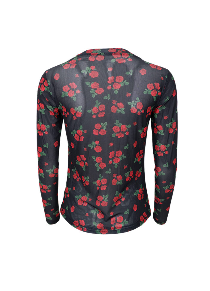 Annie Mesh Top in Red Flower