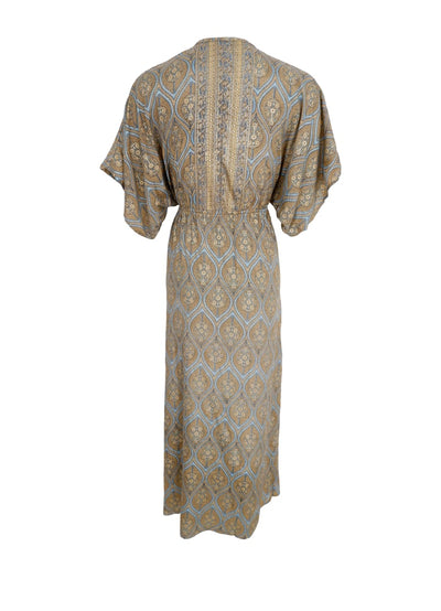 Luna Long V-Neck Dress in Tulip Sky