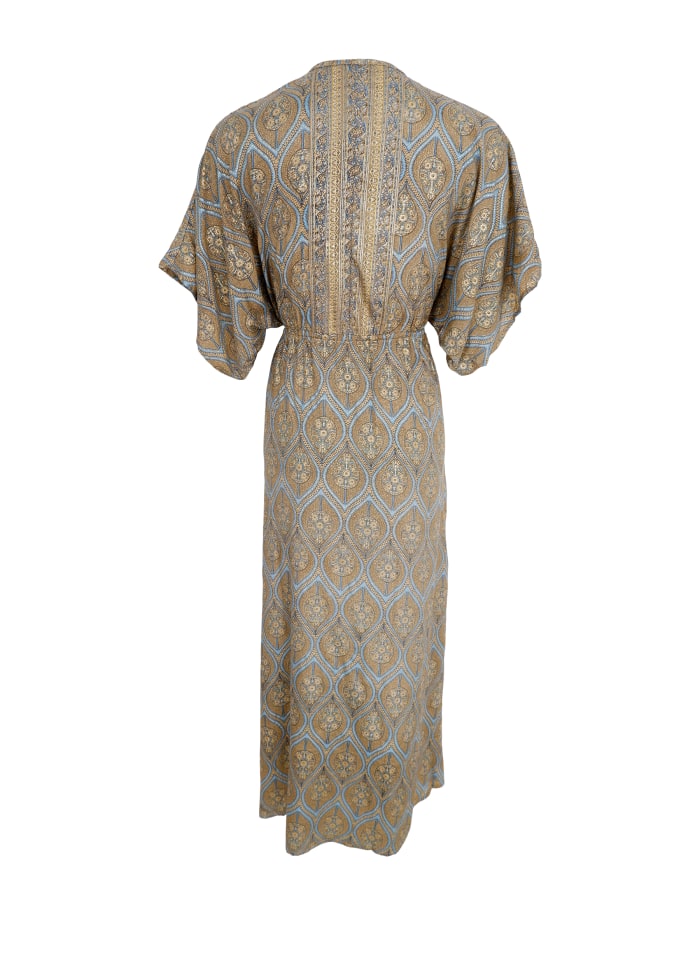 Luna Long V-Neck Dress in Tulip Sky