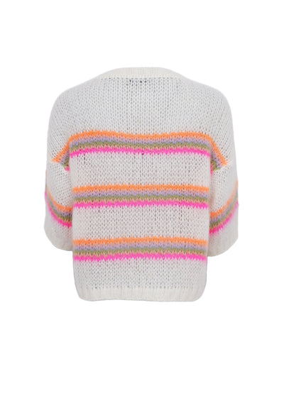 Minna Striped Jumper in White Neon