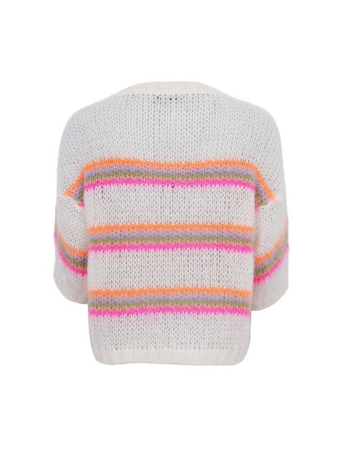 Minna Striped Jumper in White Neon
