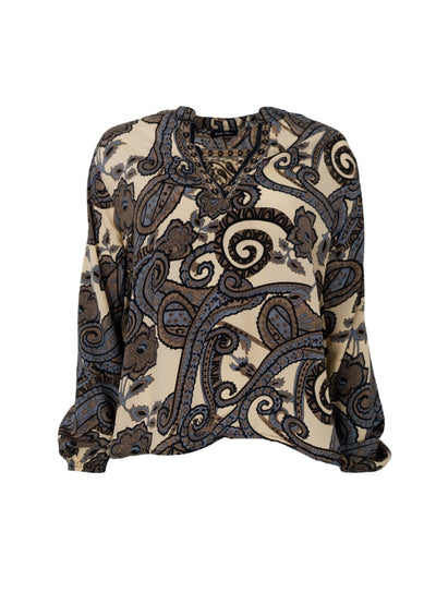 Luna Blouse in Grey Paisley