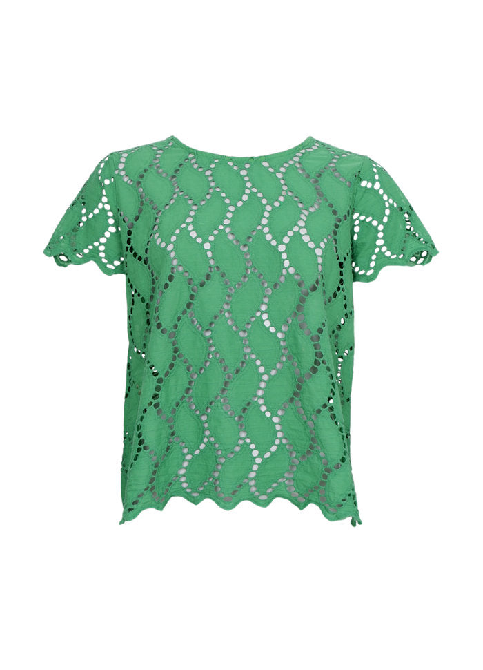 Freya Broderie Blouse in Green