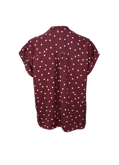 Valery Polka Dot Short Sleeve Blouse in Plum