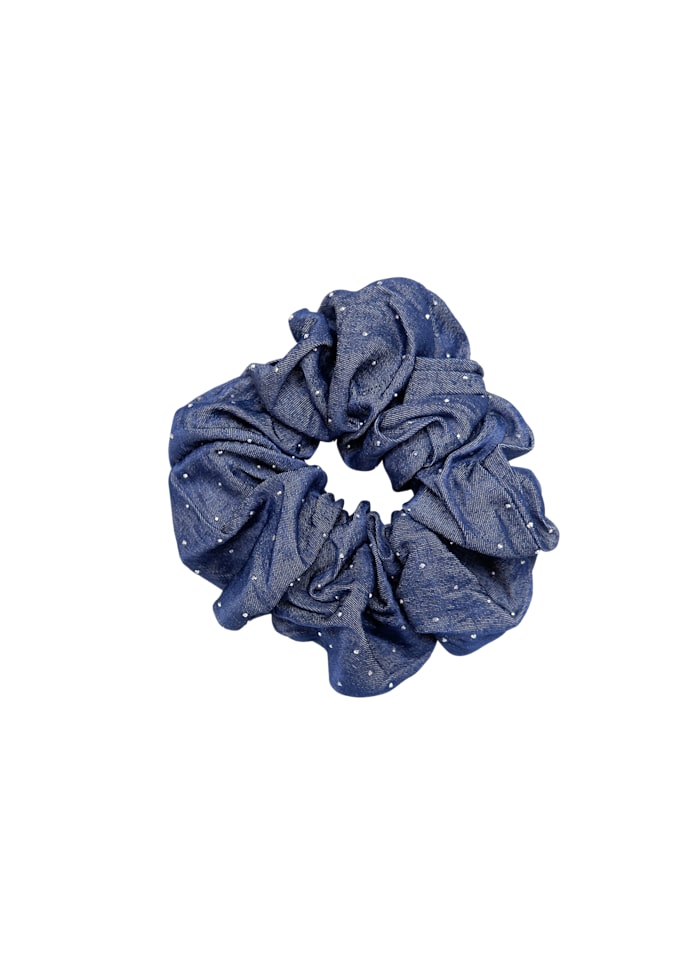 Serena Tencel Denim Sparkle Stone Scrunchie