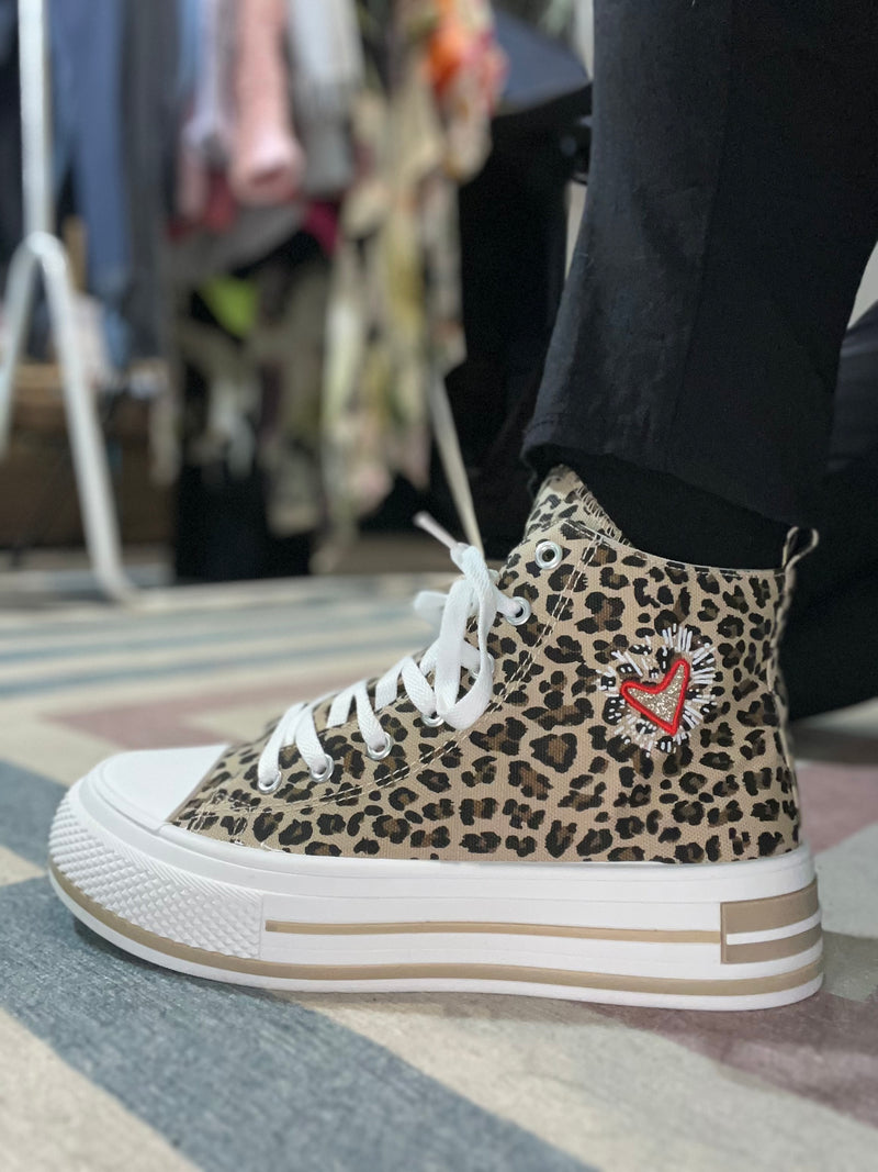Kimbrell High Top Trainers in Leopard