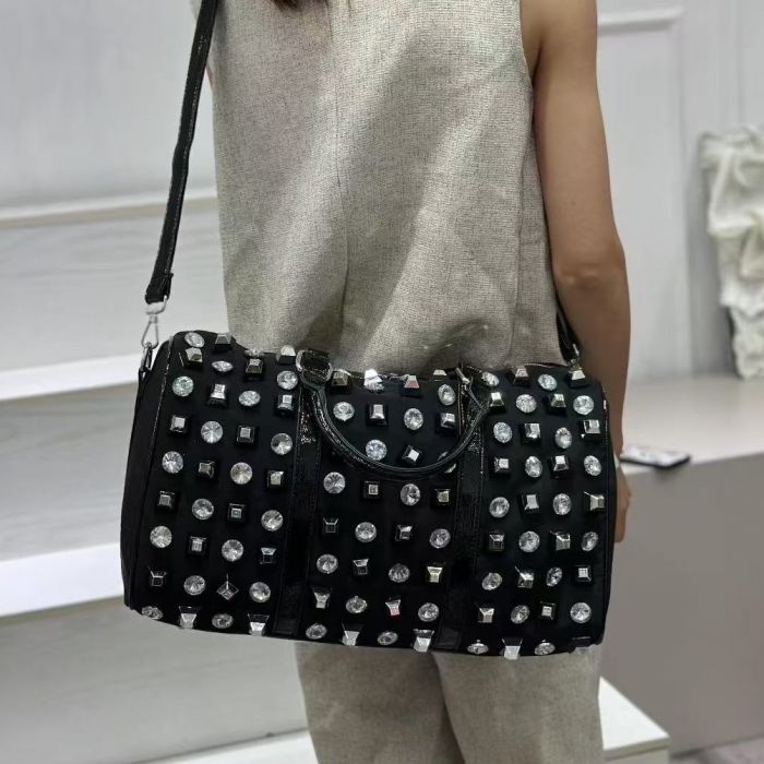 Statement Gem & Stud Nylon Duffle Bag