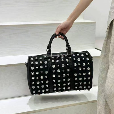 Statement Gem & Stud Nylon Duffle Bag