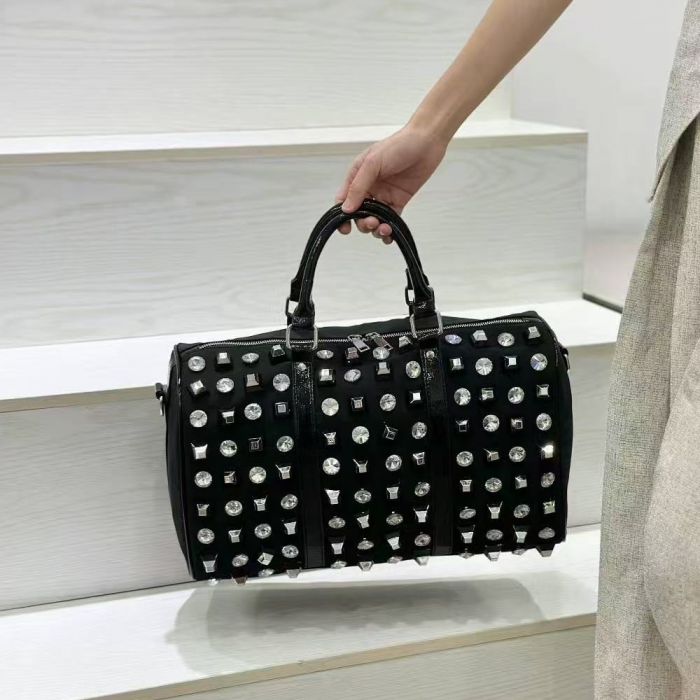Statement Gem & Stud Nylon Duffle Bag