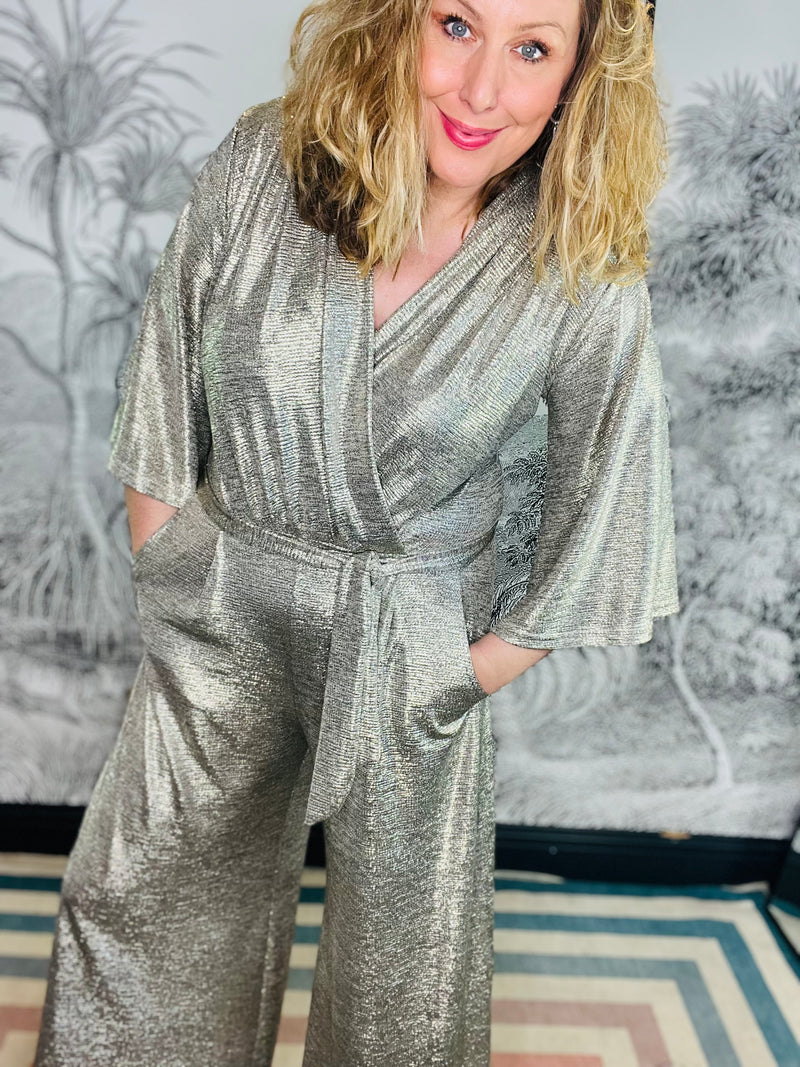 Laurie Jumpsuit in Metallic Gold & Silver