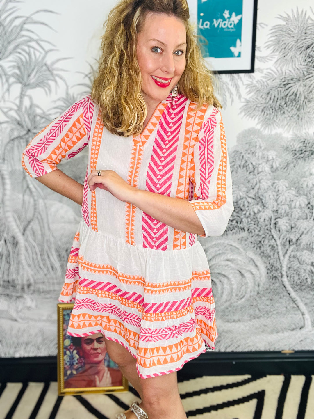 Sutton Aztec Stripe Mini Dress
