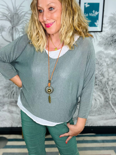 Lucy Double Layer Top with Necklace