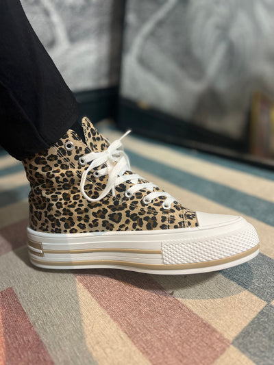 Kimbrell High Top Trainers in Leopard