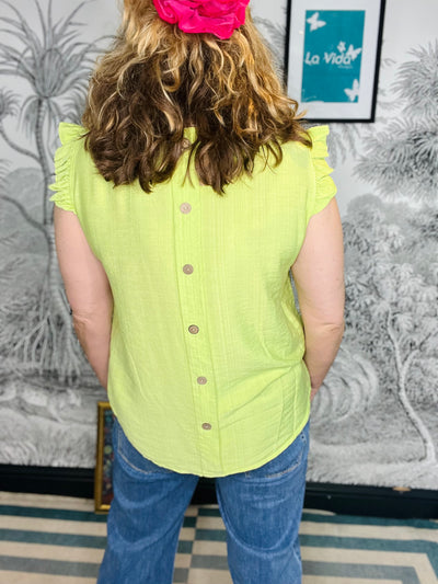Anabelle's Button Back Top with Frill Sleeves