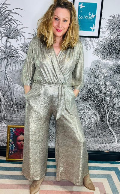 Laurie Jumpsuit in Metallic Gold & Silver