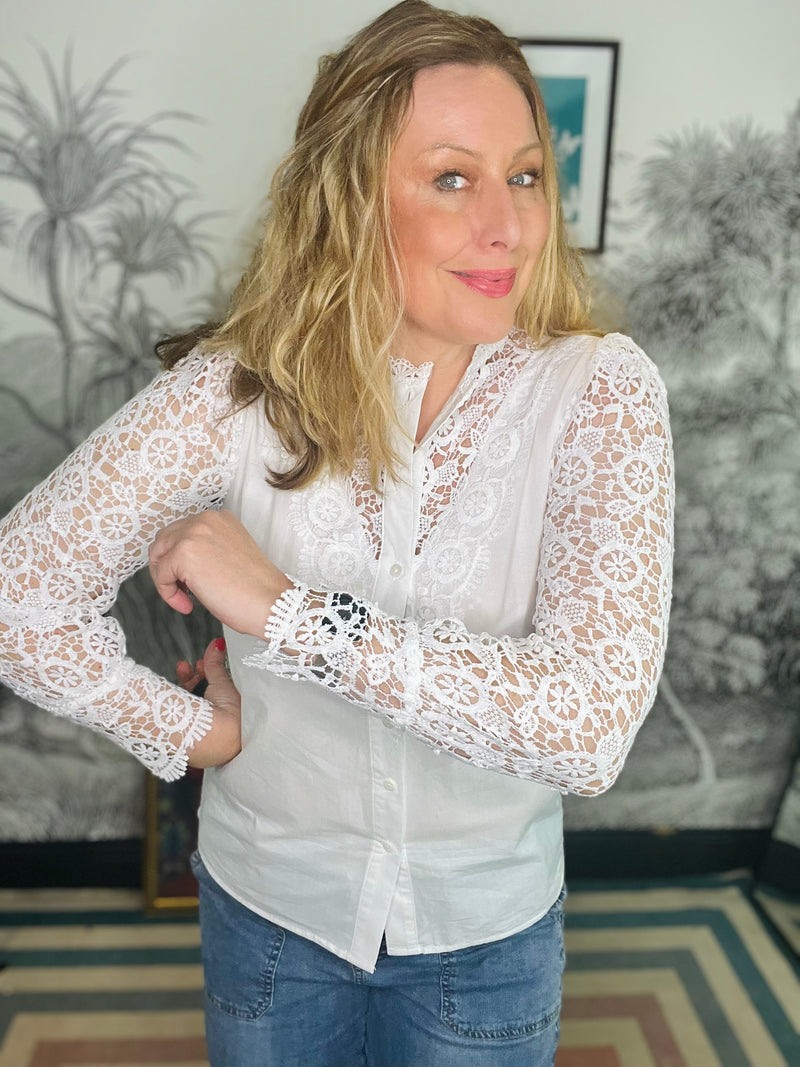 Constance Crochet Collar & Sleeve Shirt