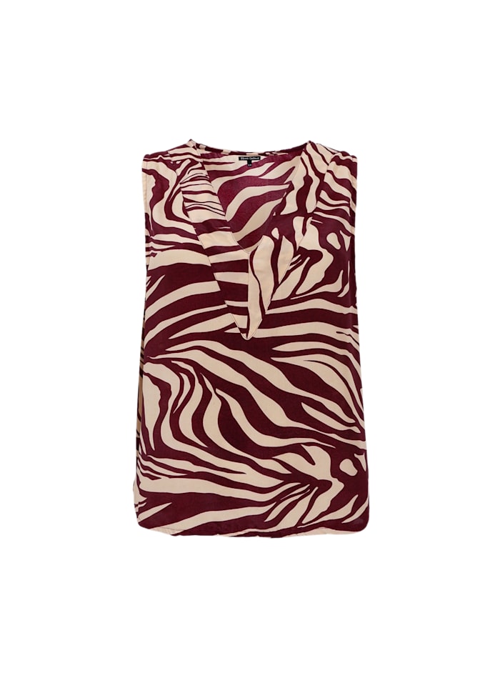 Luna V-neck Top in Berry Zebra