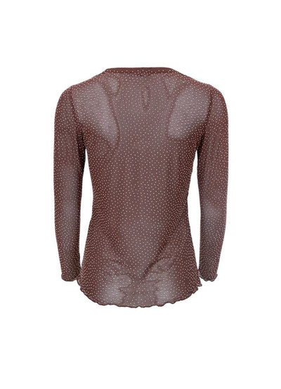 Alexis Sparkle Stone Mesh Top in Coffee Brown