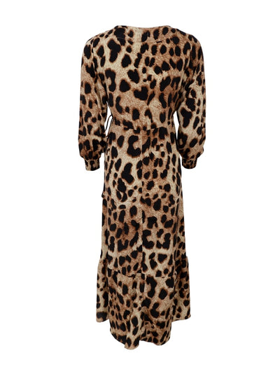 Luna Leopard Long Sleeve Wrap Dress