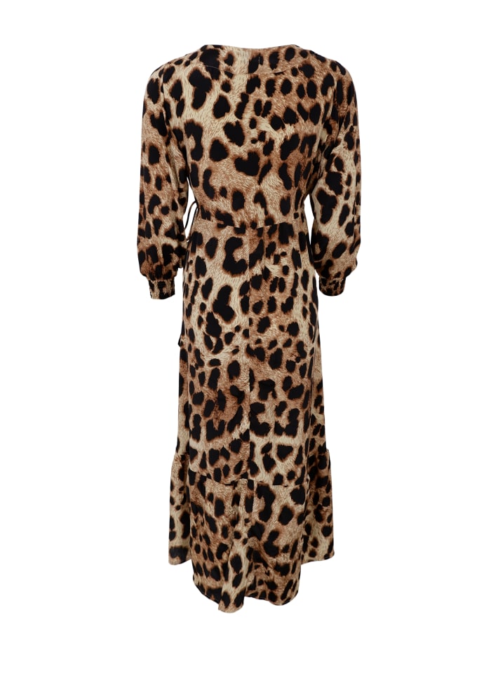 Luna Leopard Long Sleeve Wrap Dress