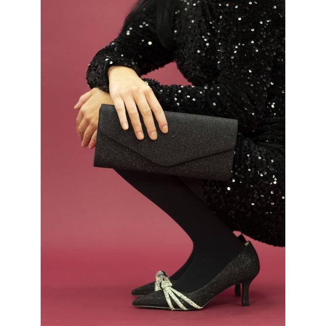 Kalina Black Sparkle Clutch Bag