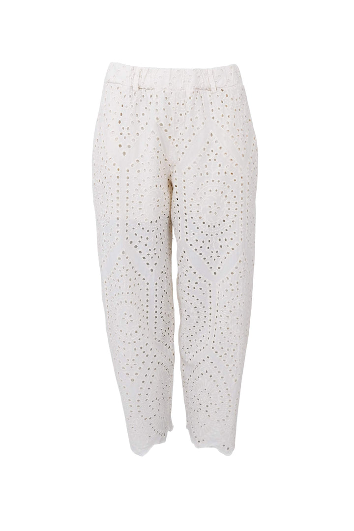 Frey Barrel Lace Trousers in Cream