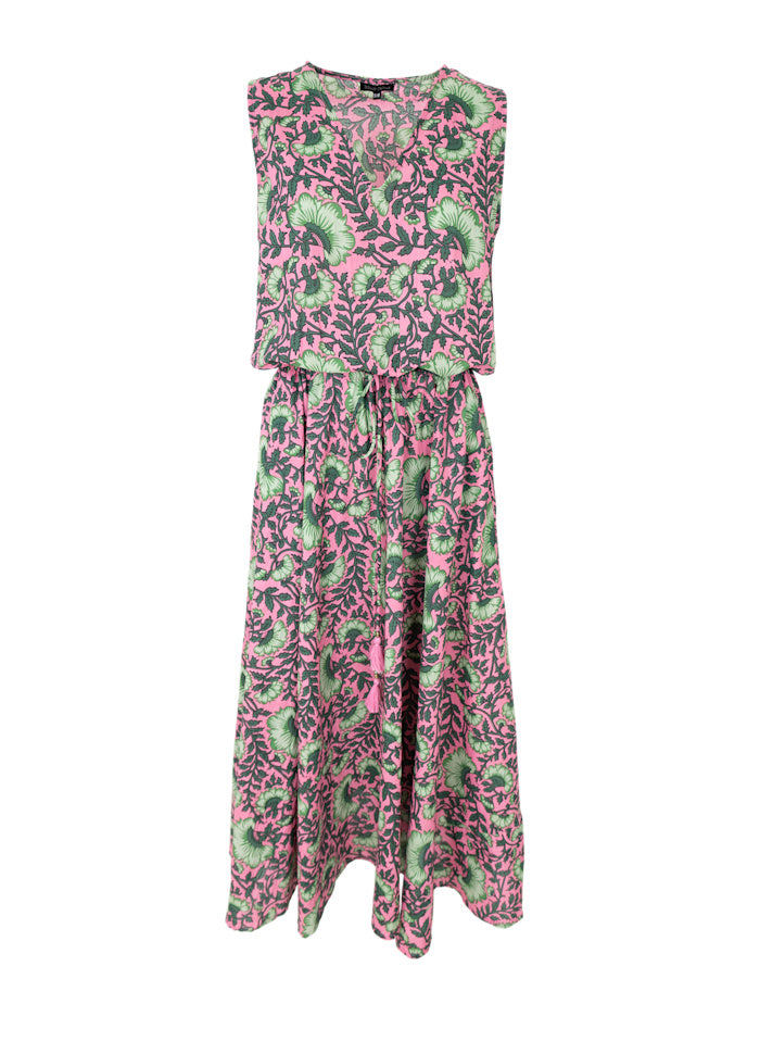 Flora Sleeveless Dress in Pink Dahlia