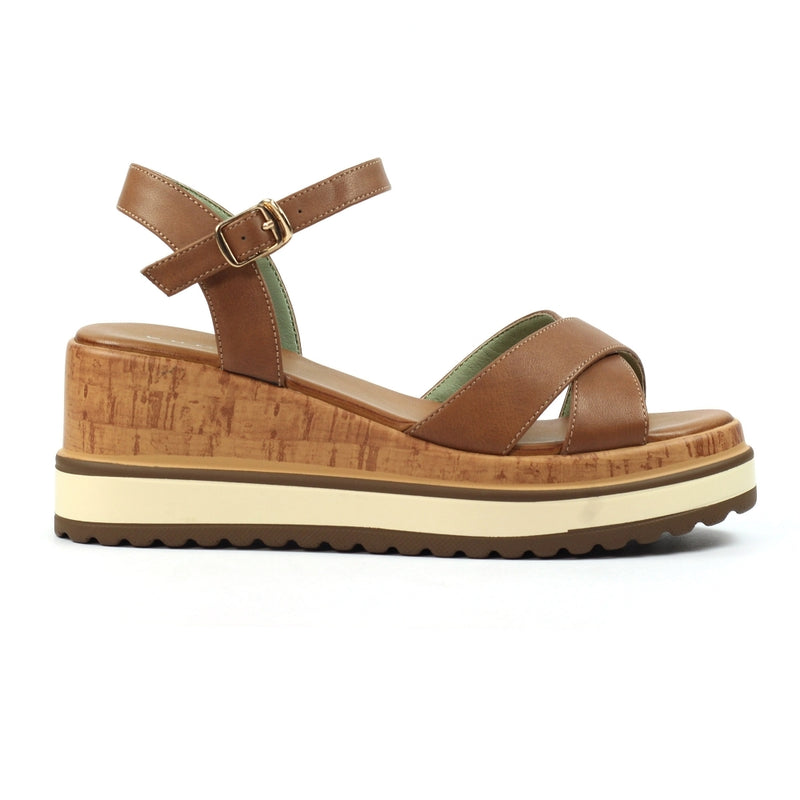 Libby Tan Brown Wedge Sandals