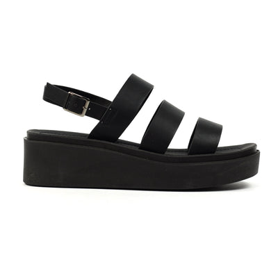Lunar Lipstick Black Strap Sandals